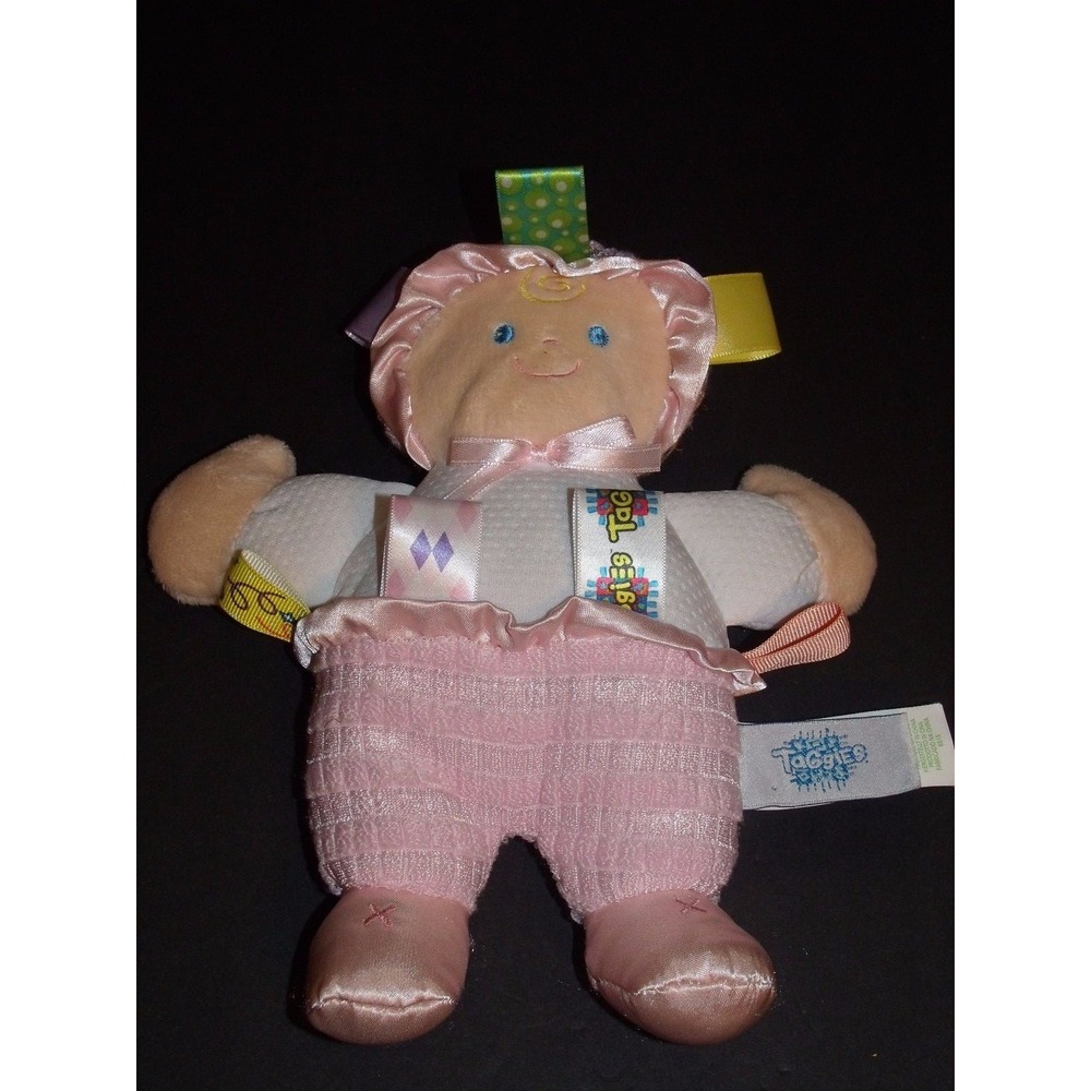 Taggies Mary Meyer Baby Doll Pink White Texture Plush Developmental 9"